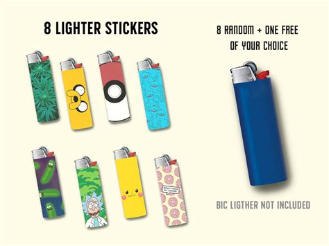 Lighter Sticker Set • 8 Random Waterproof Vinyl Lighter Stickers For ...