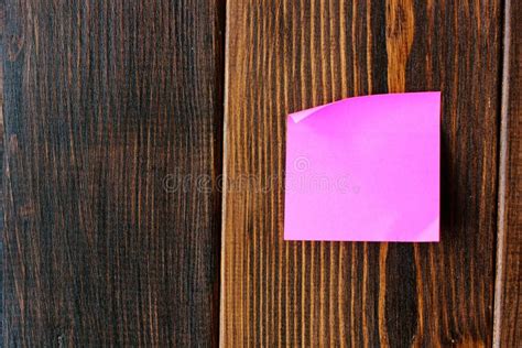 Purple Sticker on a Wooden Wall for Notes Stock Image - Image of concept, colorful: 260586983