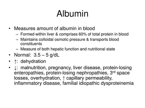 Albumin Normal Range