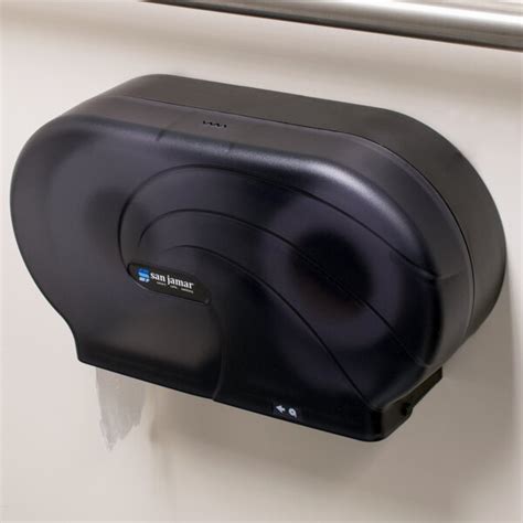 San Jamar R4090TBK Twin Oceans 9" Double Roll Jumbo Toilet Tissue Dispenser - Black Pearl