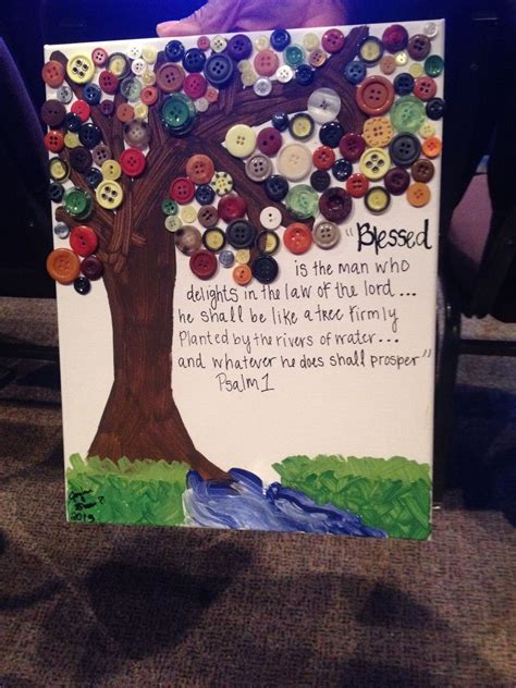 Psalms 1 diy button tree canvas :) pastors bday present! | Pastor ...