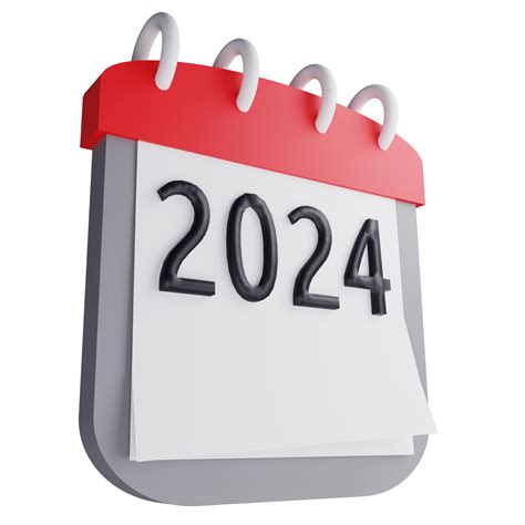 3d rendere nuovo anno 2024 calendario icona isolato su trasparente ...