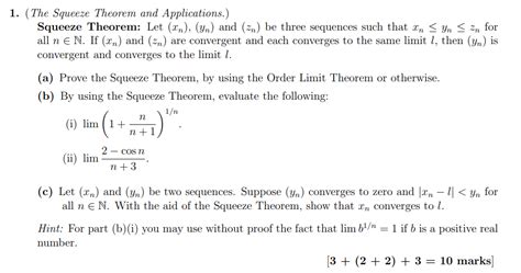 Solved 1. (The Squeeze Theorem and Applications.) Squeeze | Chegg.com