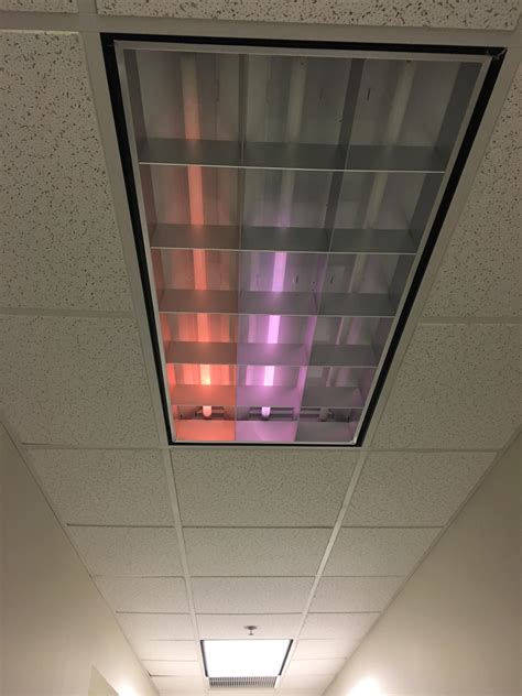 Fluorescent lights in my office at three different stages of burning out. : r/oddlysatisfying