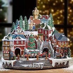 Animated Christmas Village with Lights, Music Rotating Tree Train Free ...