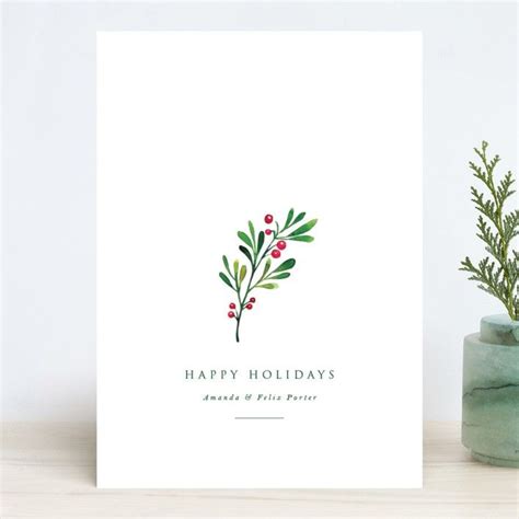 "Simple Holiday Holly" - Customizable Custom Stationery in White by ...