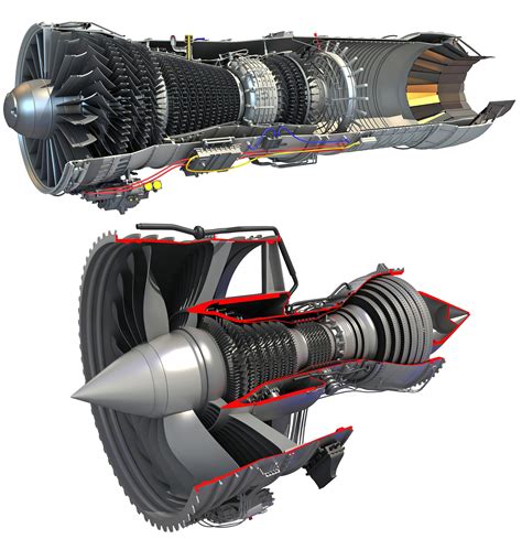 2 Sectioned Turbojet Engines 3D | CGTrader