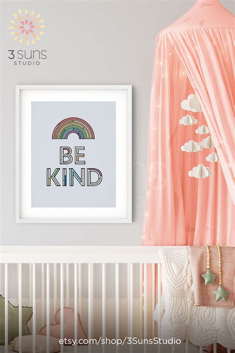 PRINTABLE Be Kind Rainbow Art Print Rainbow Nursery Be - Etsy