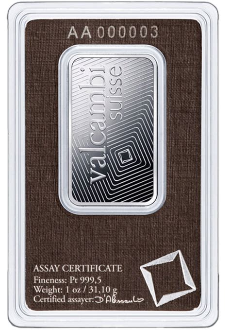 Valcambi Suisse 1oz Platinum Bar in Assay Card – PhysicalMetals.ca