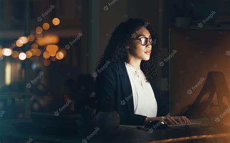 Premium Photo | Office business and black woman on computer for research project management and ...