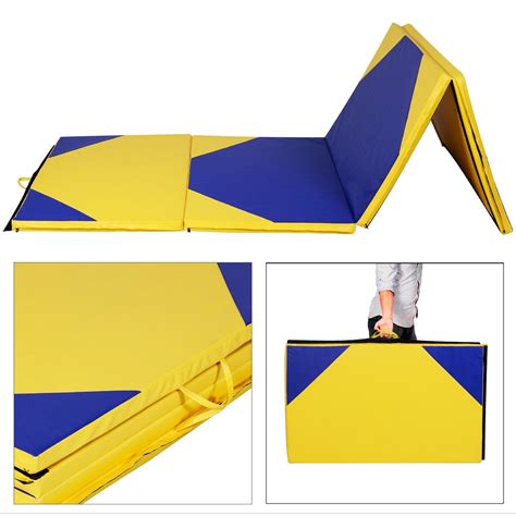 Costway 4'x10'x2" Thick Folding Panel Gymnastics Mat Gym Yelloblue ...