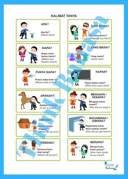 Indonesian Question Words | 12 Kata Tanya (Flashcards, Handout & Worksheets)