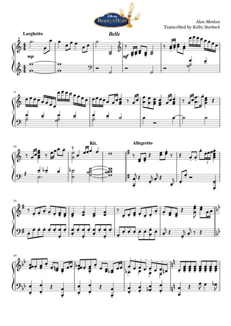 Beauty and the Beast - Belle - Piano Solo | Transcribed by Kelby Starbuck sheet music for Piano ...