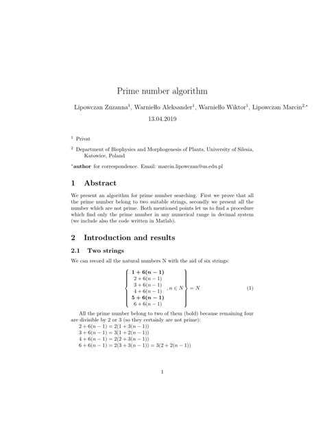 (PDF) Prime number algorithm