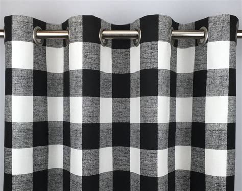 FREE SHIPPING Black Buffalo Check Curtains Grommets Plaid Drapery 24 50 x 63 84 96 108 120 Black ...