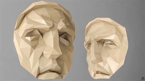 Lowpoly Face 001 | Low poly character, Art, Face