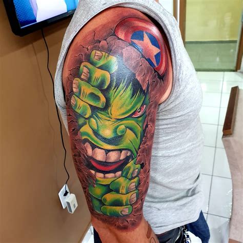 Incredible Hulk Face Tattoo Designs - 100 Incredible Hulk Tattoos For Men | rosaiskara