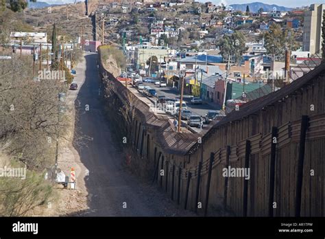 Nogales Arizona A section of the border fence that separates the Stock ...