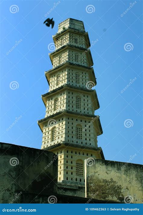 The Tower of Manora Fort with Blue Sky and Bird. Stock Image - Image of archeology, commemorate ...