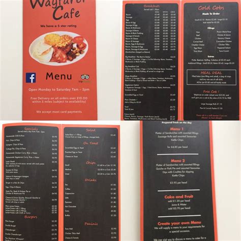 Menu at Wayfarer Cafe, Derby