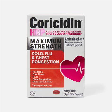 FSA Eligible Coricidin HBP Maximum Strength Cold, Cough & Flu Medicine ...