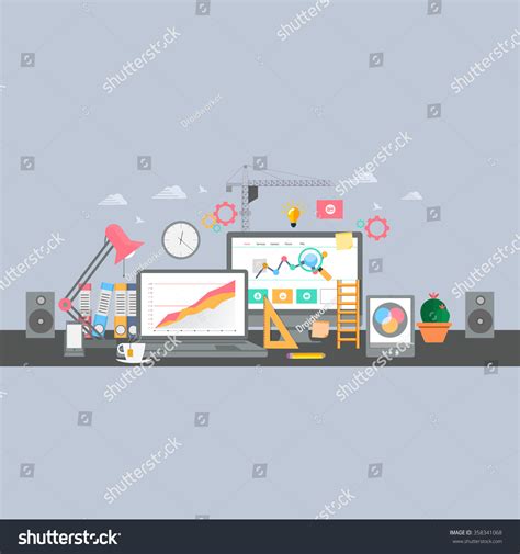 Workplace Flat Design Vector Illustration Stock Vector (Royalty Free) 358341068 | Shutterstock