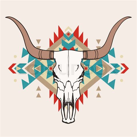 Vector illustration of bull skull with ... | Stock vector | Colourbox