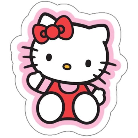 a hello kitty sticker with a bow on it