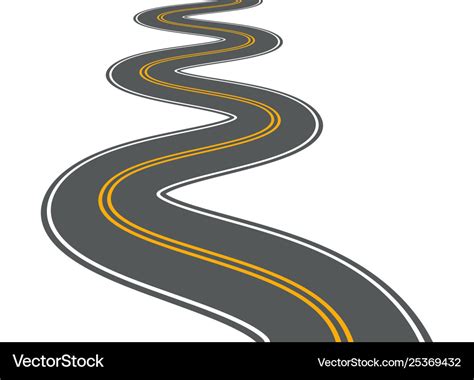 Winding road highway path long street Royalty Free Vector