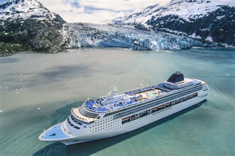 Aerial Photo of Alaska Glacier Bay with Cruise Ship Stock Image - Image ...