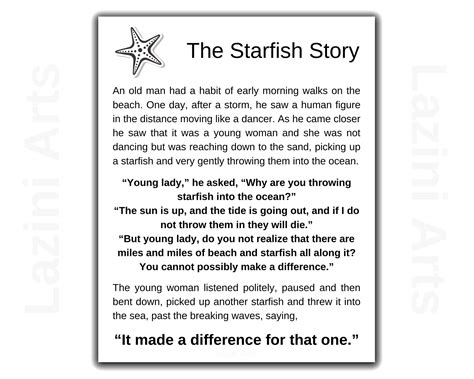 Starfish poem by Loren Eiseley, the Starfish story printable sign ...