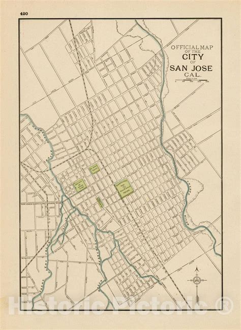 Historic Map : Official Map of The City of San Jose Cal., 1893, George - Historic Pictoric