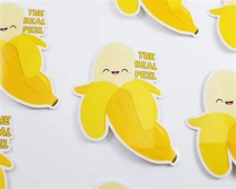 Banana Vinyl Sticker Cute Banana Peel Decal Laptop Banana | Etsy