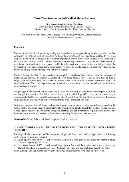 Two Case Studies on Soil Nailed Slope Failures - Gnpgeo.com.my