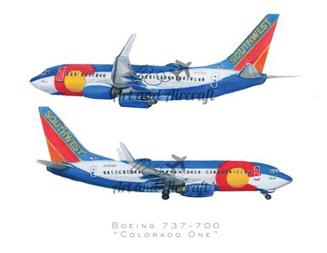 Southwest Airlines Colorado One Boeing 737 Drawing Art Print - Etsy