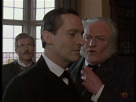 Jeremy Brett as Sherlock, Charles Gray as his brother Mycroft and David Burke as the original ...