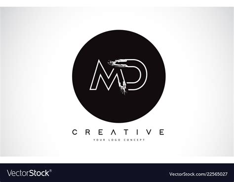 Md modern leter logo design with black and white Vector Image