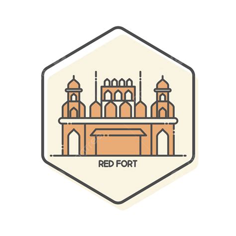 India Landmark Vector Design Images, Red Fort Outline Icon India Simple ...