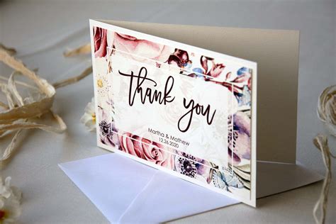 Unique Watercolor Thank You Cards, Floral Wedding Thank You Cards