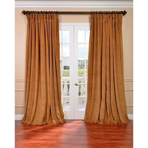 Exclusive Fabrics Amber Gold Velvet Blackout Extra Wide Single Curtain ...