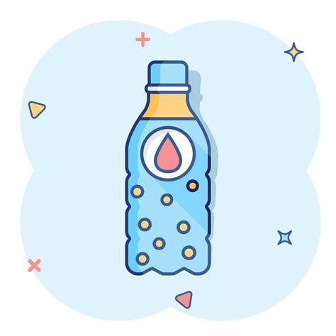 Water bottle icon in comic style. Plastic soda bottle vector cartoon ...