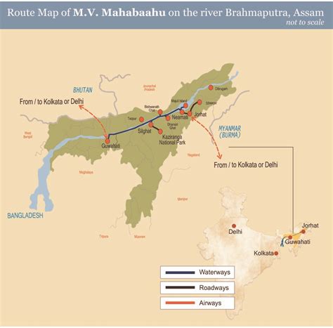 Route Map - MV Mahabaahu Brahmaputra River Cruise Assam