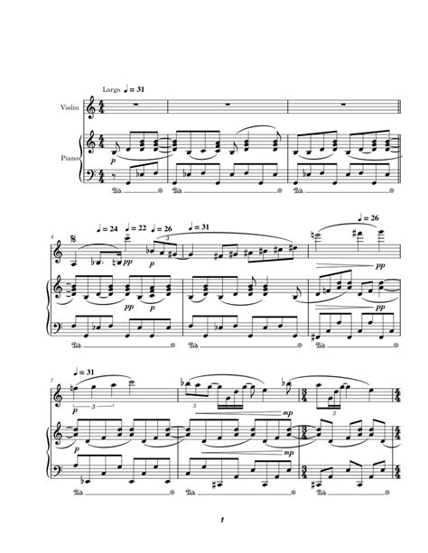 Largo - Charles Ives Sheet music for Piano, Violin (Solo) | Musescore.com