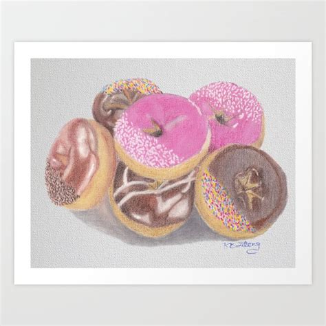 Donut art, Black and White, Pencil drawing, Fine art print ...