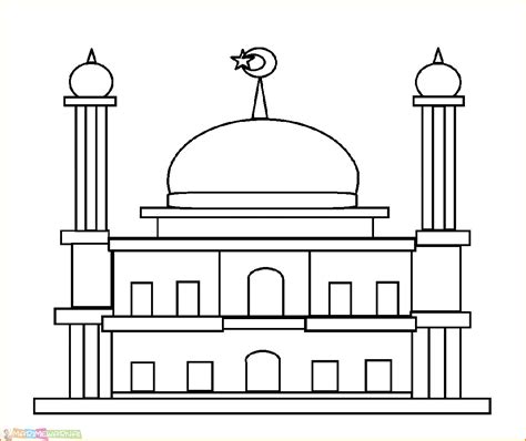 Mewarnai Gambar Sketsa Masjid Hitam Putih Terbaru - KataUcap