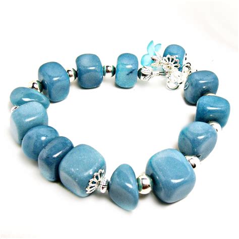 Blue Jade Bracelet - Blue Jewelry- Flower Jewelry-Flower Bracelet-Blue ...