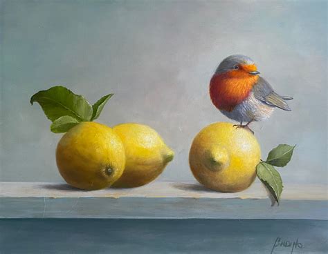 Robin with Lemons - Helena Fox Fine Art