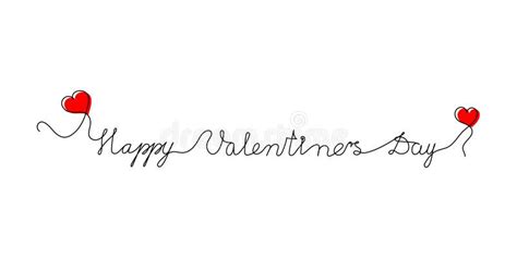 Continuous One Line Script Cursive Text Happy Valentines Day. Vector ...