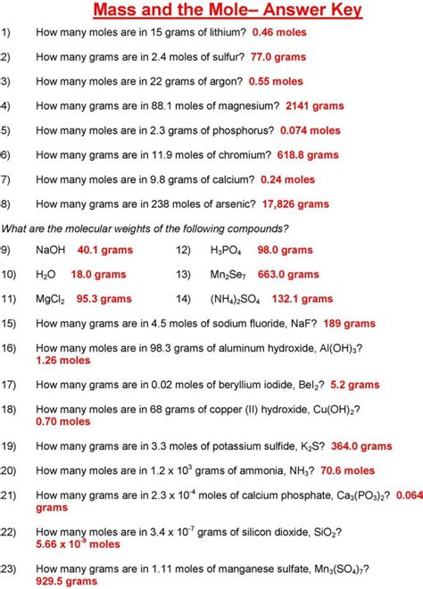 Molar Mass Chem Worksheet 11 2 Answer Key — db-excel.com