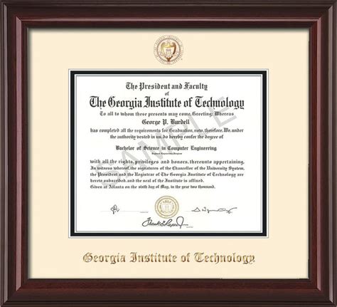 Georgia Tech Diploma Frame - Mahogany Lacquer - Seal - Cream on Black ...